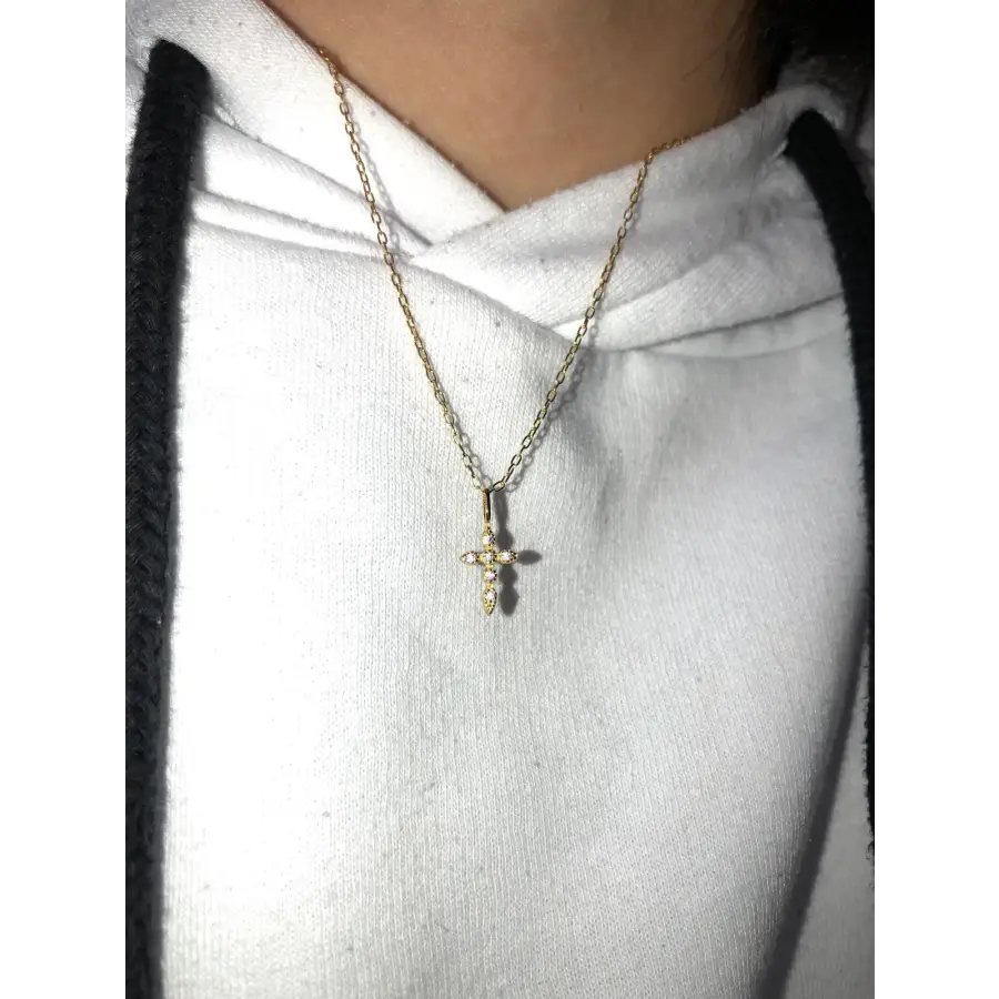 feine Halskette mit Kreuz Anhänger-Kreuz mit Zirkon