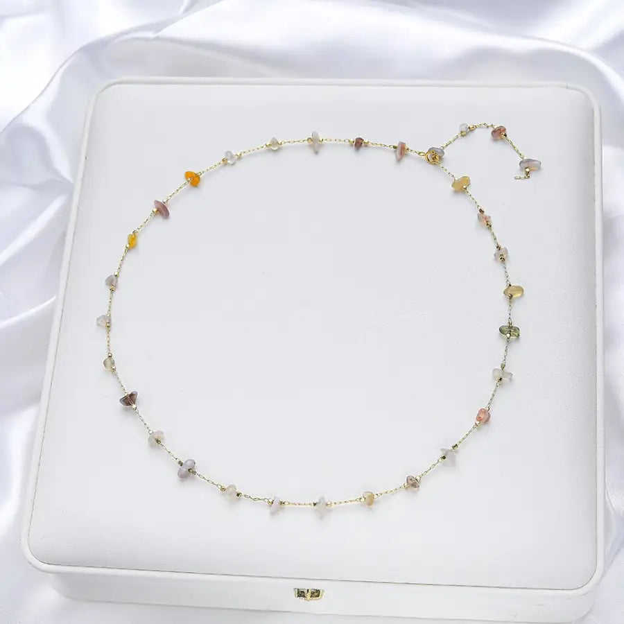 Feine minimalistische Naturstein Halskette - Elegante Kette
