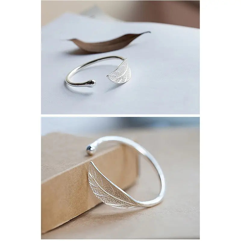 feiner Blatt Armreif-minimalistisch elegant