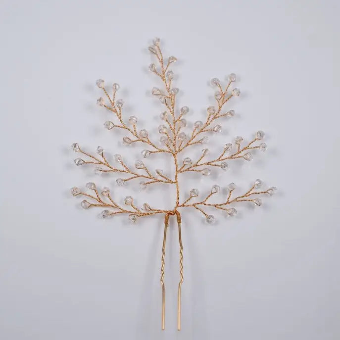 feiner goldfarbener Zweig-Haarschmuck