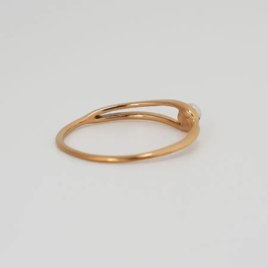 Feiner Perlenring Damen-dünner Ring in Goldoptik mit Perle-dünner Damenring mit weißer perle-Ring mit Perle-Perlenring Damen-Ring vergoldet Damen-zarter Perlenring-Shelago Schmuck