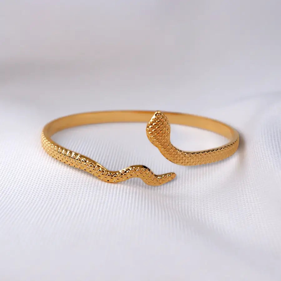 vergoldeter Edelstahl Schmuck-Armreif in Schlangenform-vergoldeter Schlangen Armreif-Edelstahl Armreif Frauen-Shelago Schmuck