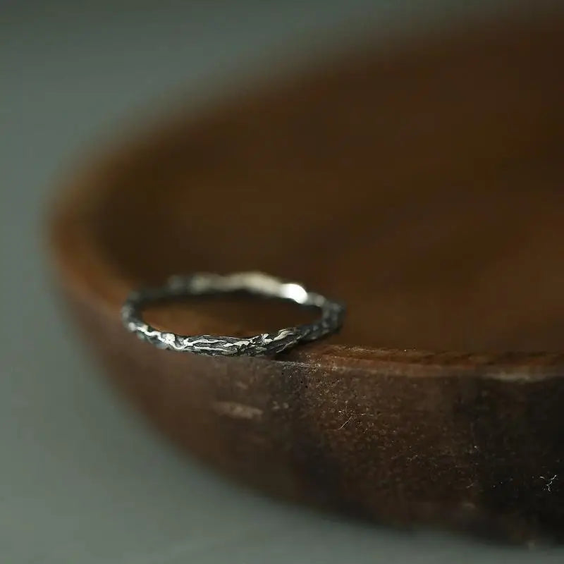 fine stacking ring -finger ring irregular -ring silver