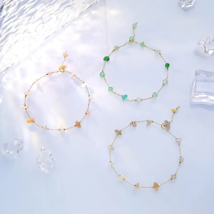 Feines Echtstein Splitter Armband-Armkettchen Gold Plated