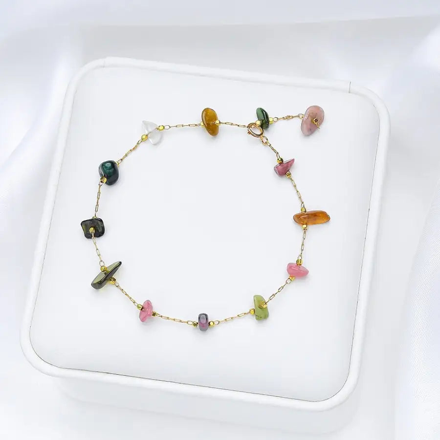 Feines Echtstein Splitter Armband-Armkettchen Gold Plated