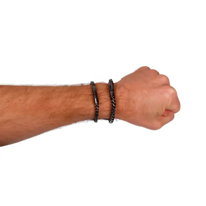 Gliederkette Punk Armband-Edelstahl Armkette-Schwarzstahl