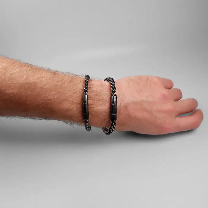 Gliederkette Punk Armband-Edelstahl Armkette-Schwarzstahl