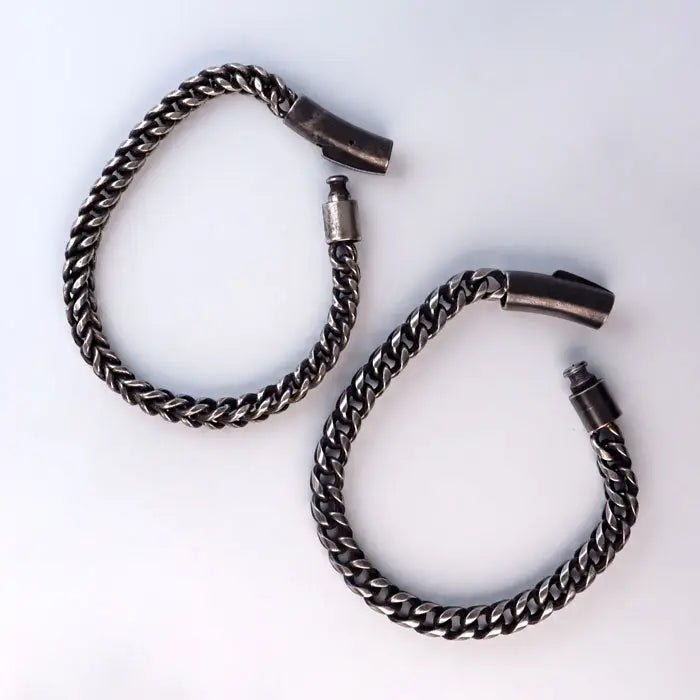 Gliederkette Punk Armband-Edelstahl Armkette-Schwarzstahl