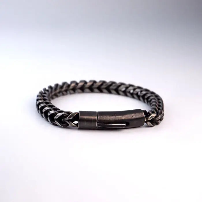 Gliederkette Punk Armband-Edelstahl Armkette-Schwarzstahl