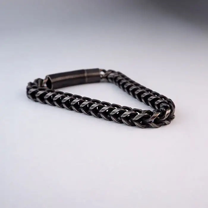 Gliederkette Punk Armband-Edelstahl Armkette-Schwarzstahl
