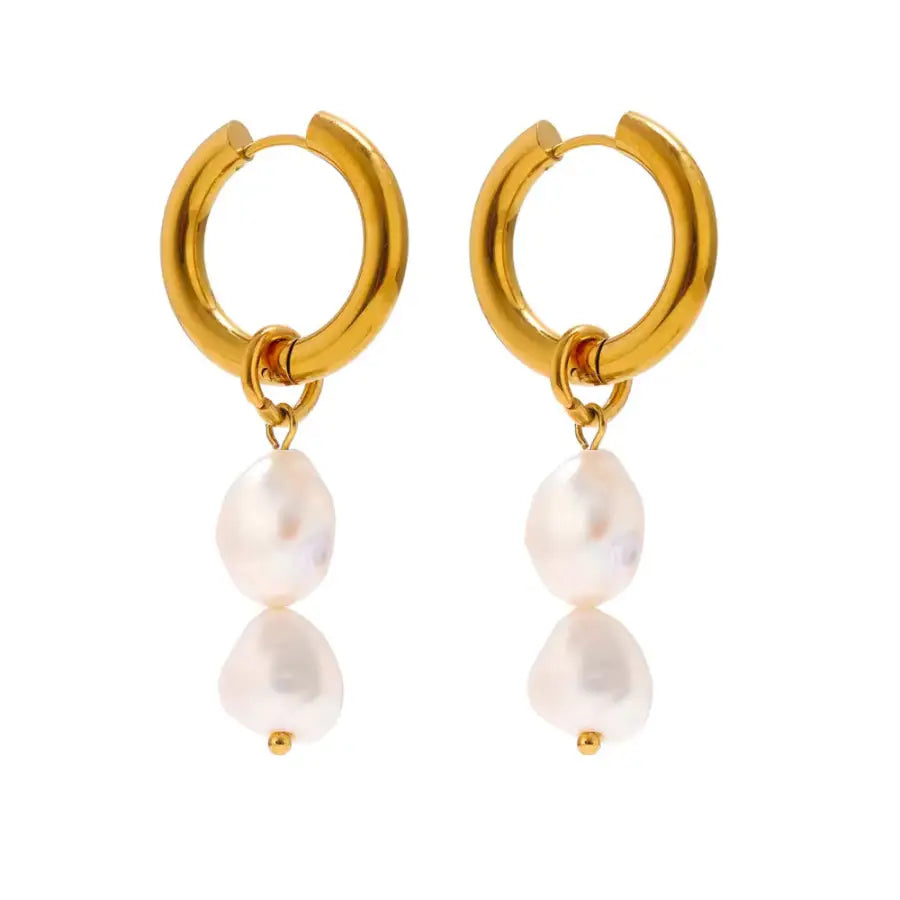 Schmuck für Frauen-Perlenohrringe hängend modern-Perlen Ohrringe hängend-Perlen Ohrhänger-Ohrringe Perle-Ohrringe aus Edelstahl-Geschenk Freundin-Creolen Gold-SHELAGO SCHMUCK