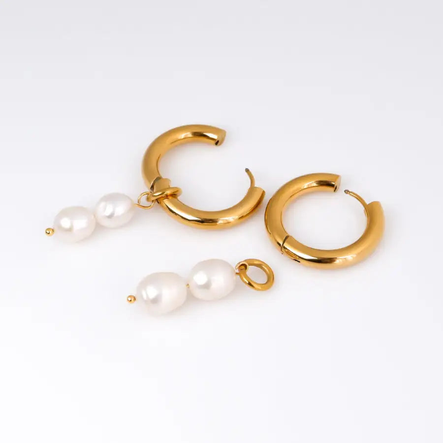 Schmuck für Frauen-Perlenohrringe hängend modern-Perlen Ohrringe hängend-Perlen Ohrhänger-Ohrringe Perle-Ohrringe aus Edelstahl-Geschenk Freundin-Creolen Gold-SHELAGO SCHMUCK