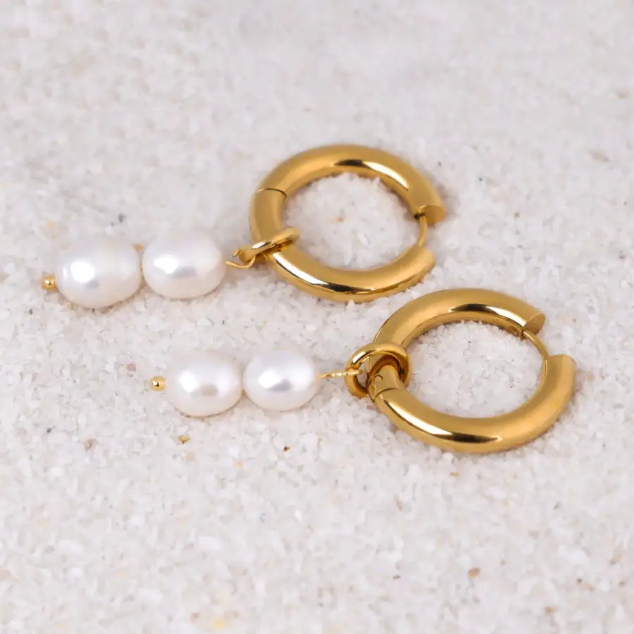 Schmuck für Frauen-Perlenohrringe hängend modern-Perlen Ohrringe hängend-Perlen Ohrhänger-Ohrringe Perle-Ohrringe aus Edelstahl-Geschenk Freundin-Creolen Gold-SHELAGO SCHMUCK