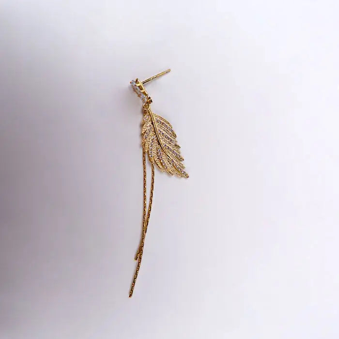 Goldenes Blatt Ohrstecker-Ohrringe hängend-Damen