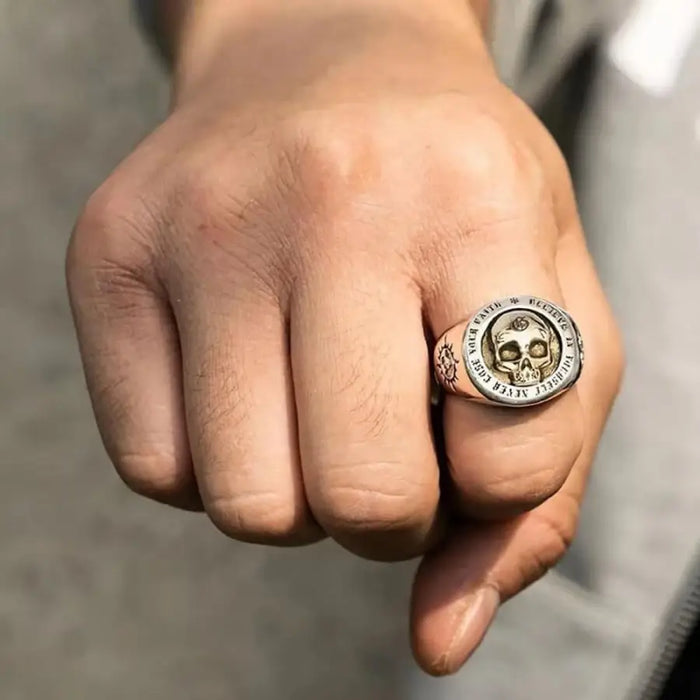 Gothic Schädel Ring-Tattoo Biker Schmuck-Edelstahl
