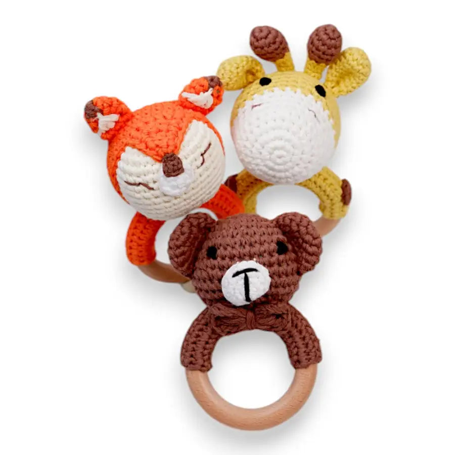 süße Tier Greiflinge-Kuscheltier Greifling-kleines Tier Rasselspielzeug-Greiflinge mit Rassel-gehäkelte Stofftiere-Beißringe mit Rasseln-SHELAGO EU