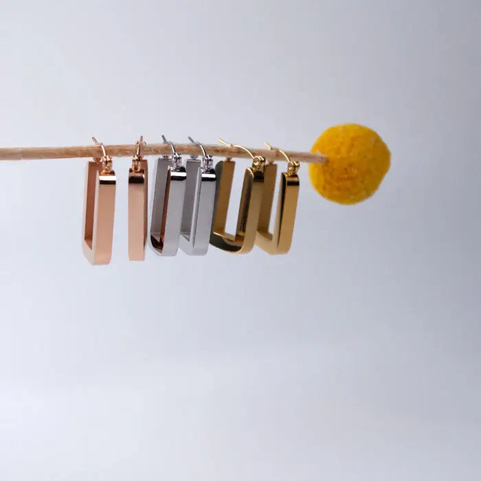 große Rechteck Creolen-Yumi-Chunky Hoops-hängende