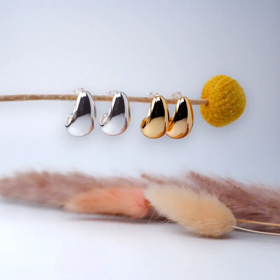 Tropfen Ohrstecker-Tropfen Ohrringe-Schmuck Geschenk-Ohrschmuck Damen-Ohrringe Tropfenform Gold-Ohrringe Tropfenform-shelago schmuck