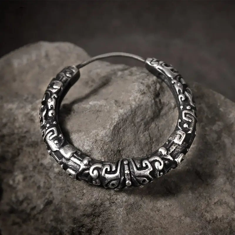 große Viking Ohrringe-Runen Creolen-Wikinger Schmuck-Herren