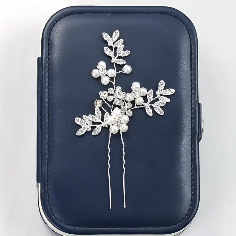 Haarnadel mit Zweigen Perlen und Strass Braut Schmuck