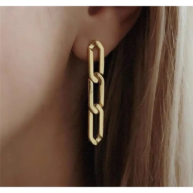 Hängeohrringe Gliederkette-Ohrringe Silber Farben-glänzend