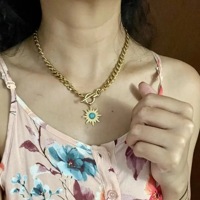 Halskette mit Sonnen Anhänger-Sinja-Gliederkette