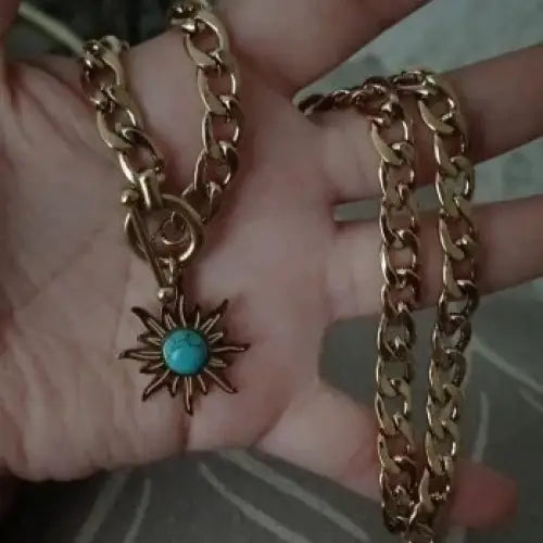 Halskette mit Sonnen Anhänger-Sinja-Gliederkette