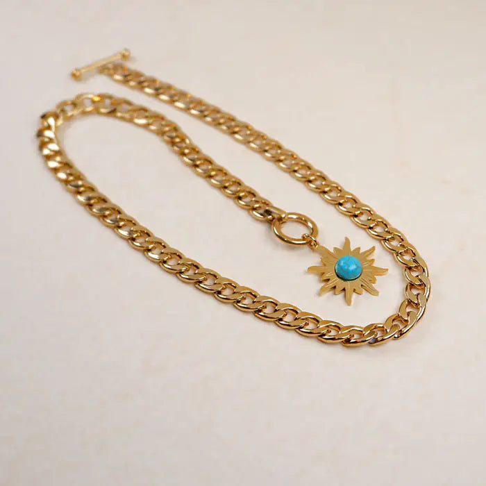 Halskette mit Sonnen Anhänger-Sinja-Gliederkette