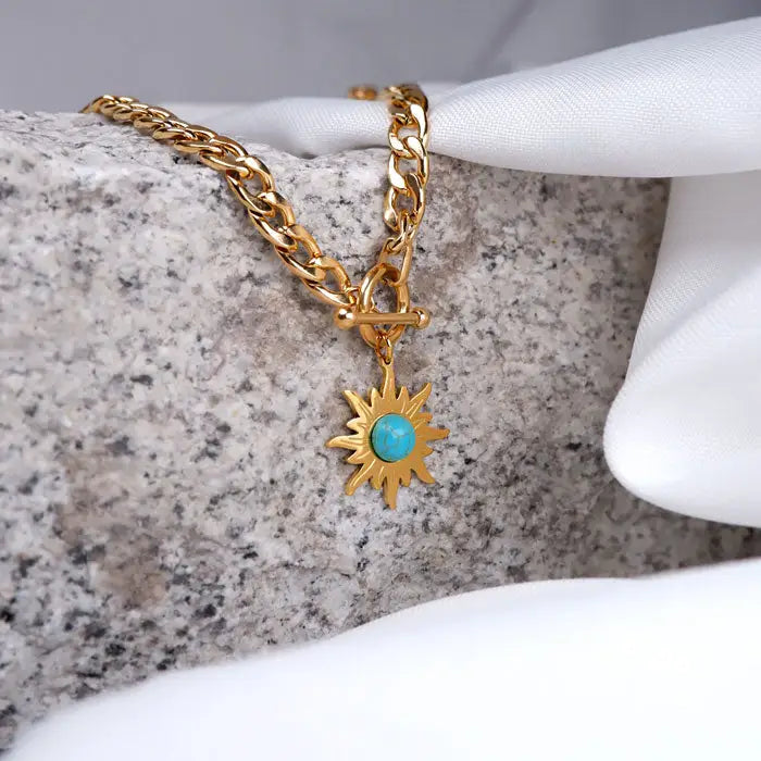 Halskette mit Sonnen Anhänger-Sinja-Gliederkette