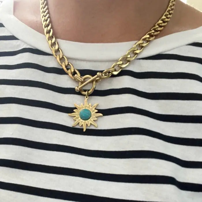 Halskette mit Sonnen Anhänger-Sinja-Gliederkette