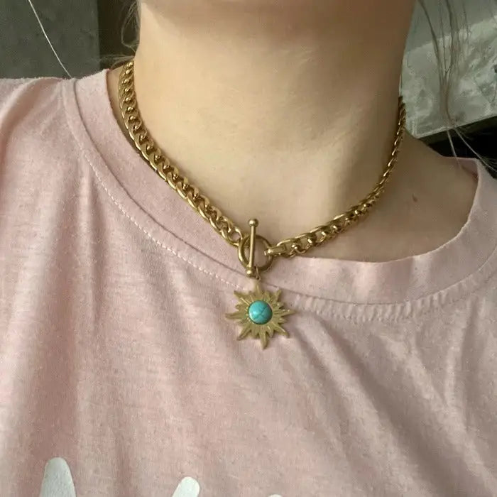 Halskette mit Sonnen Anhänger-Sinja-Gliederkette