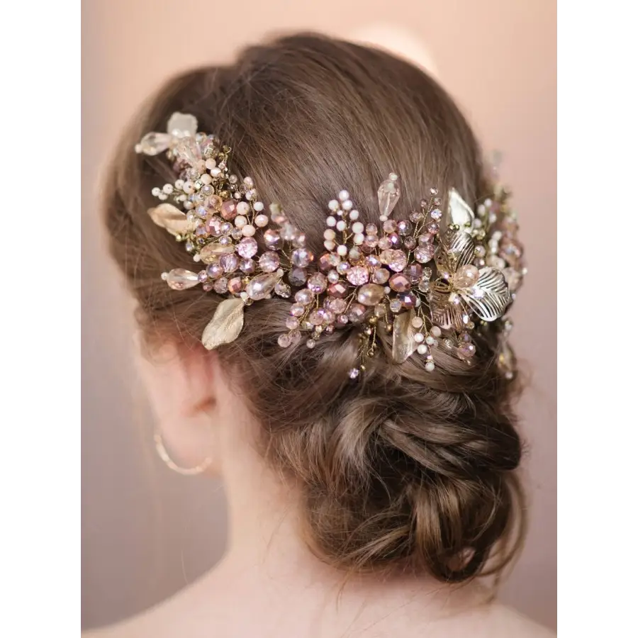 Hochzeit Braut Haar-Gold Blätter-Haarschmuck Zubehör-Edel