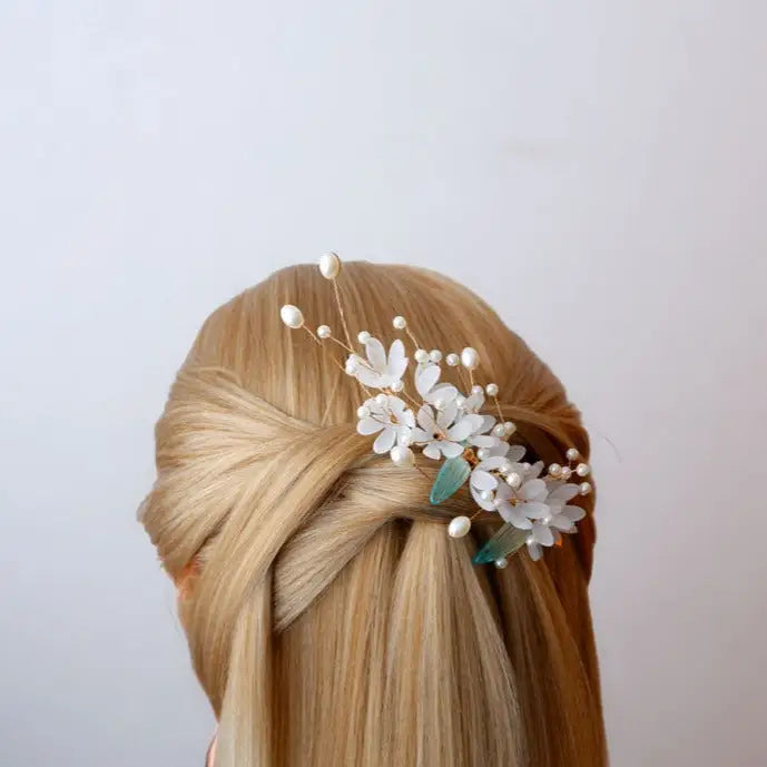Hochzeit Haarschmuck-Blumen Perlen-Braut Schmuck-Haarspange