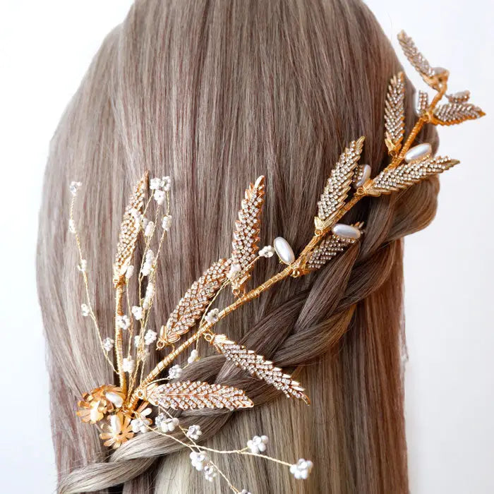 Hochzeit Haarschmuck Strass Blumen Perlen Braut Schmuck