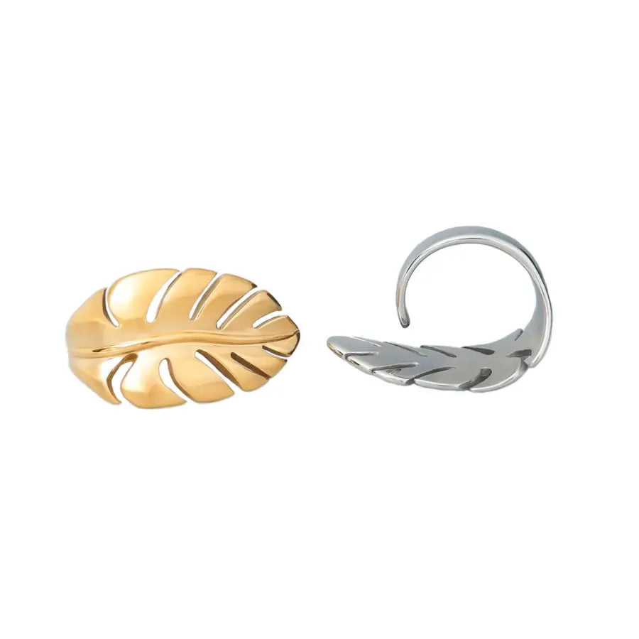 Jungle Chic – Monstera Blatt Ring aus Edelstahl verstellbar