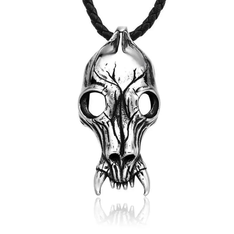 Kettenanhänger mit Edelstahl Kette - Massiver Tierschädel