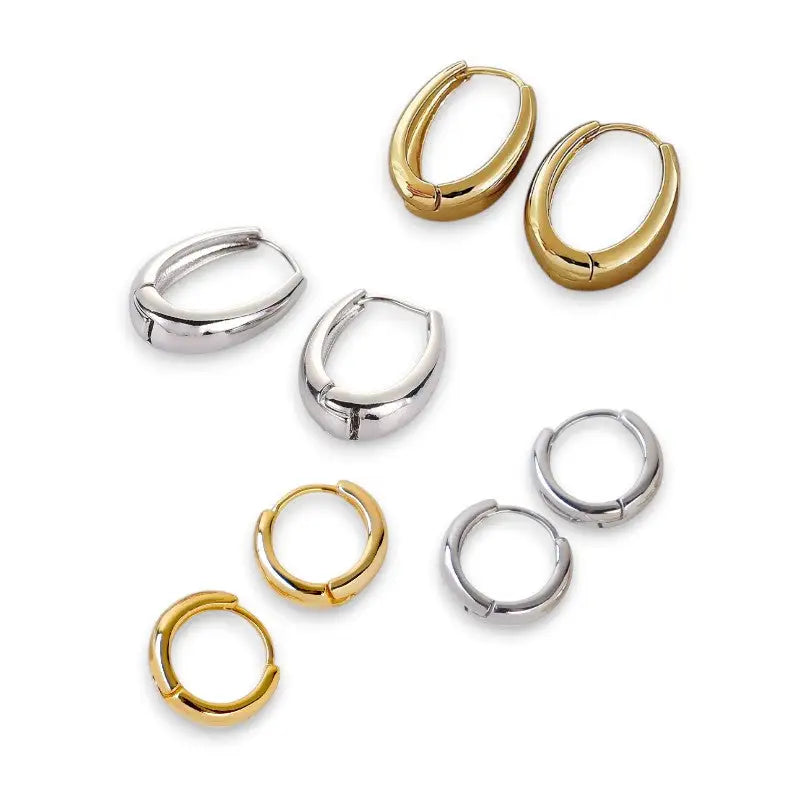Klassische dicke Creolen-Runde Kreolen Ohrringe-Low Creolen mittelgroß-Edelstahl Ohrringe Damen-Ohrringe Frauen-Classic Gold Hoops-Shelago Schmuck