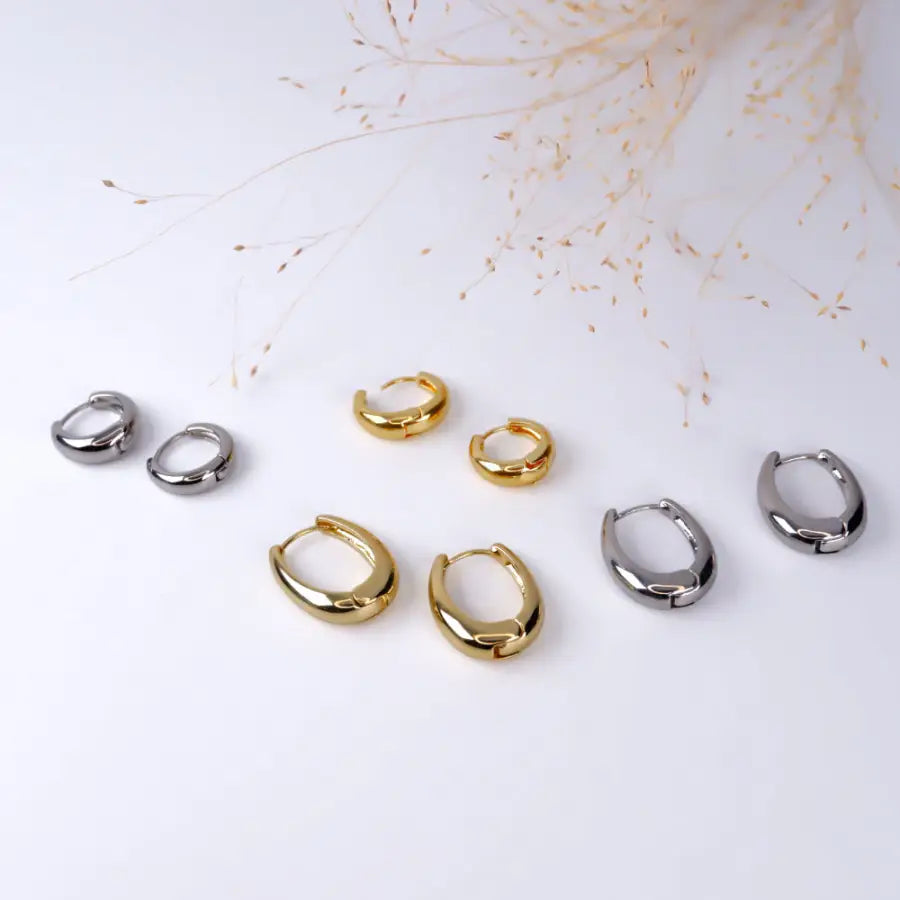 Klassische dicke Creolen-Runde Kreolen Ohrringe-Low Creolen mittelgroß-Edelstahl Ohrringe Damen-Ohrringe Frauen-Classic Gold Hoops-Shelago Schmuck
