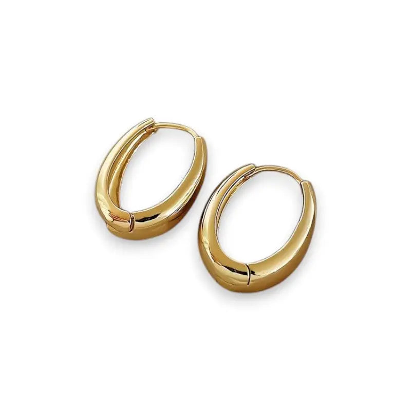 Klassische dicke Creolen-Runde Kreolen Ohrringe-Low Creolen mittelgroß-Edelstahl Ohrringe Damen-Ohrringe Frauen-Classic Gold Hoops-Shelago Schmuck