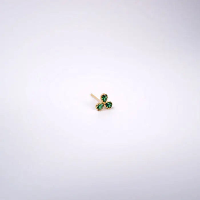 Kleeblatt Ohrstecker mit grünen Steinen-Ohrringe