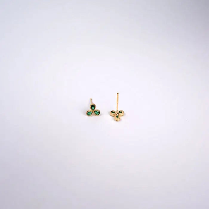 Kleeblatt Ohrstecker mit grünen Steinen-Ohrringe