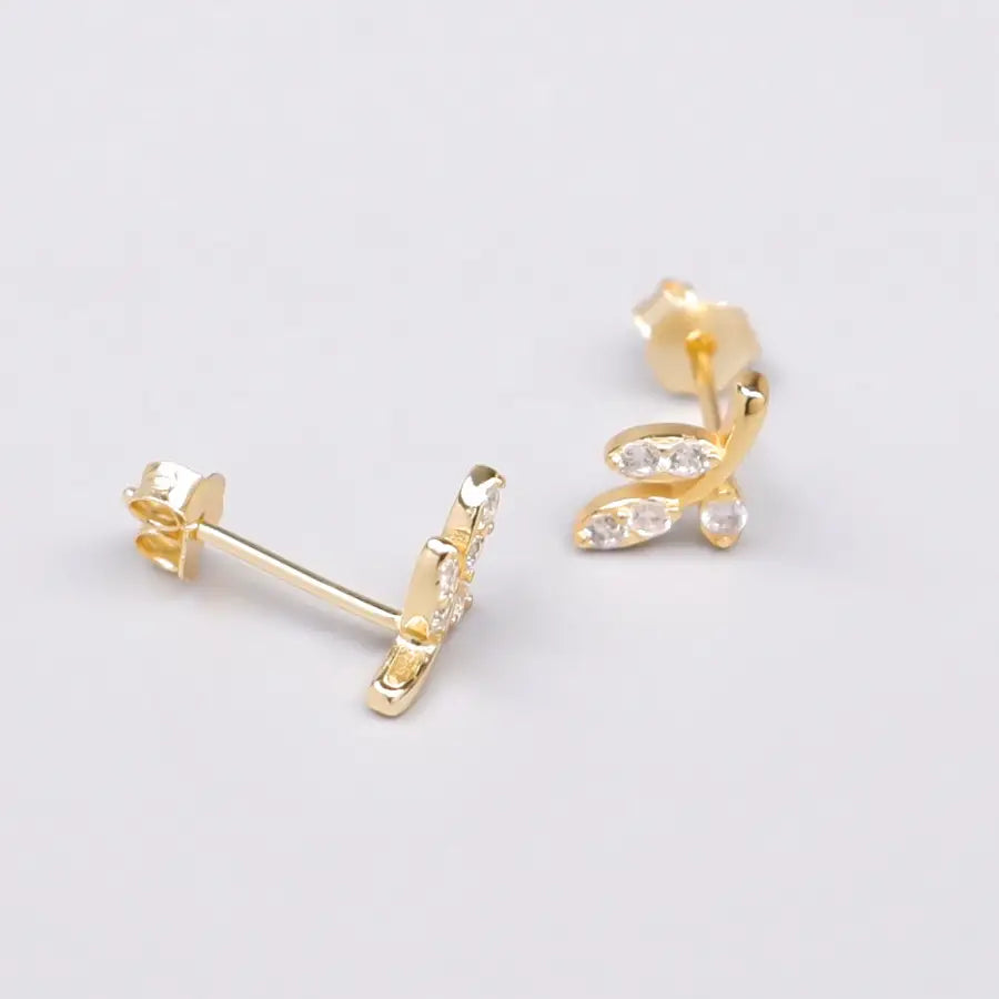 kleine Zweig Ohrstecker-Ohrringe Blätter Gold-Bolzen-Ohrringe-Damen Schmuck Geschenk-Wasserfester Schmuck-Schmuck Geschenk Idee-Ohrringe Blätter Silber-SHELAGO SCHMUCK