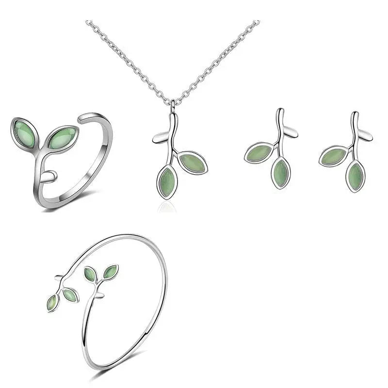 Kleines Blatt Schmuck Set-minimalistisch-Ohrring Set-Schmuck
