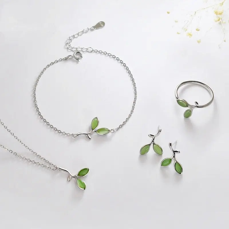 Kleines Blatt Schmuck Set-minimalistisch-Ohrring Set-Schmuck