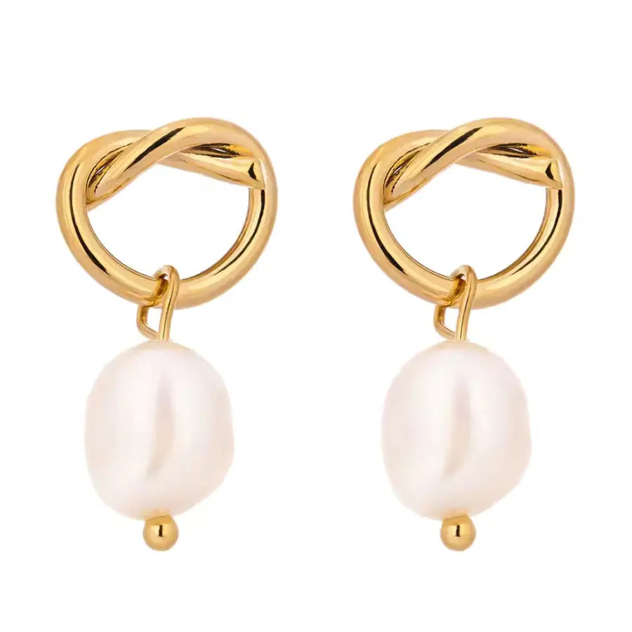 Knoten Ohrstecker mit Perle-Ohrstecker mit Perle für Hochzeit-elegante Damen Ohrringe-Ohrstecker Gold Perle-SHELAGO SCHMUCK