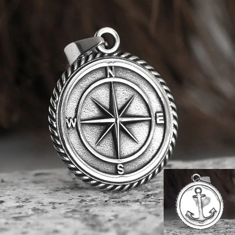 Kompass Kette-Anker Anhänger-2in1 Motiv