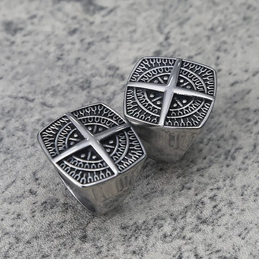 Kompass Ring-Biker Schmuck Massiv-Edelstahl