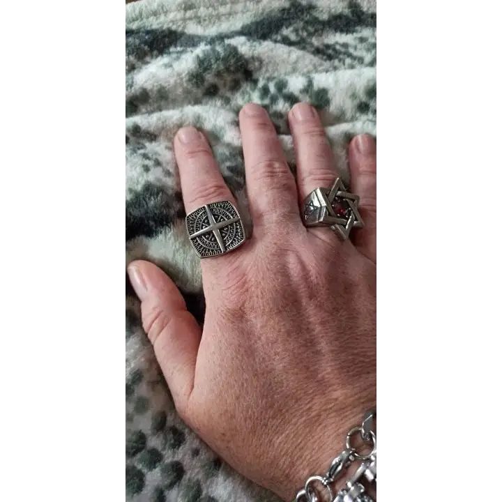 Kompass Ring-Biker Schmuck Massiv-Edelstahl