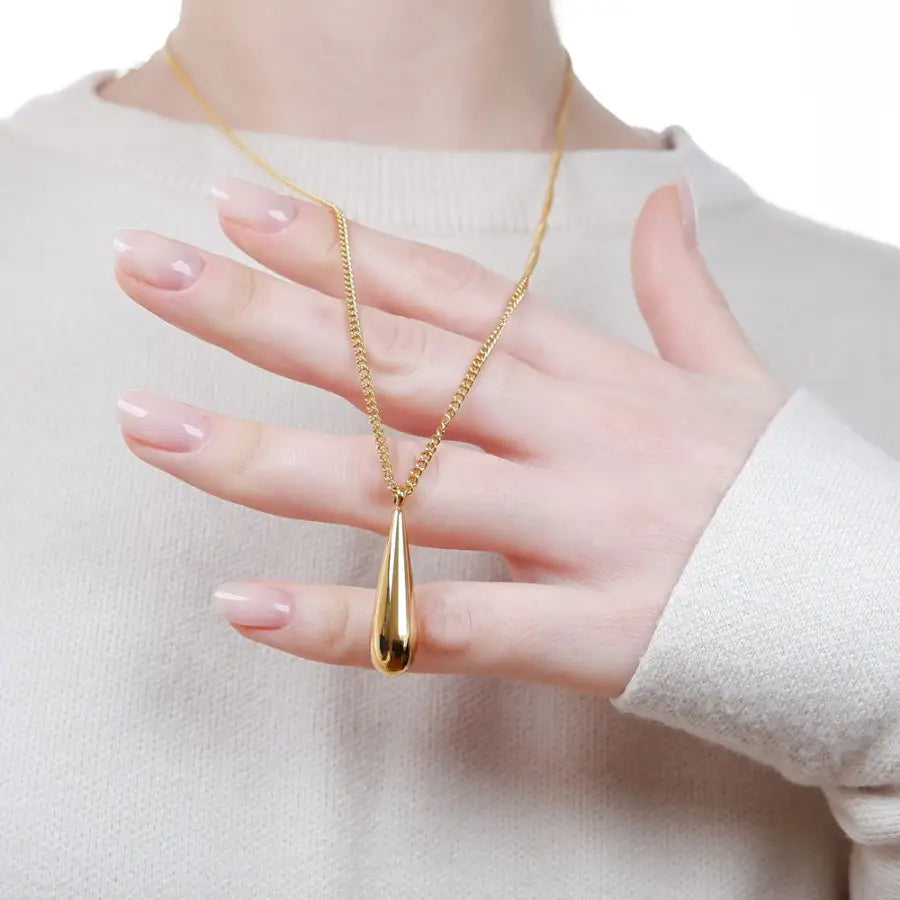 Lange Tropfen Halskette für Damen aus Edelstahl Silber