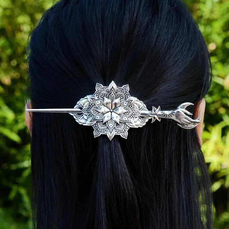 Lotus Haarnadel-Mandala Haarschmuck Mond-Viking